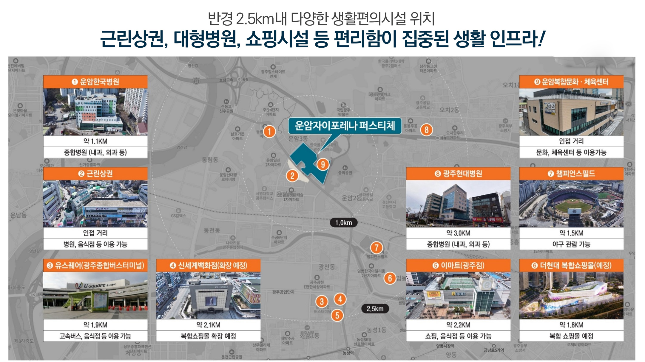 운암 자이 포레나 퍼스티체 주변 인프라 안내 - 교통, 교육, 상업시설 정보